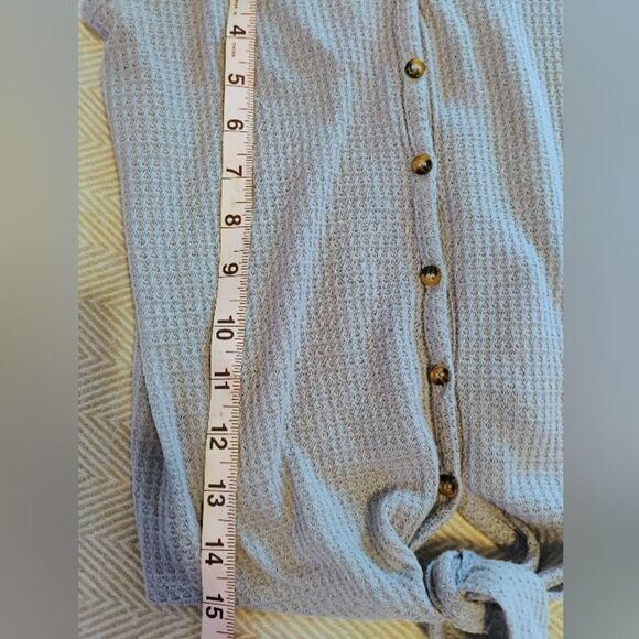 Hippie Rose Blue Waffle Knit Camisole with Tie Front - Picture 6 of 7